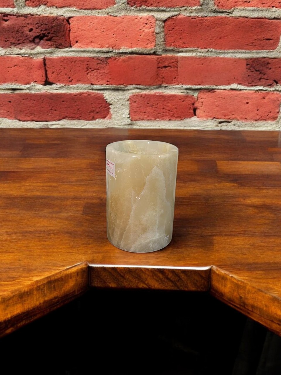 Silindir Oniks/Alabaster Mumluk | Doğal Taş Aydınlatma Antika