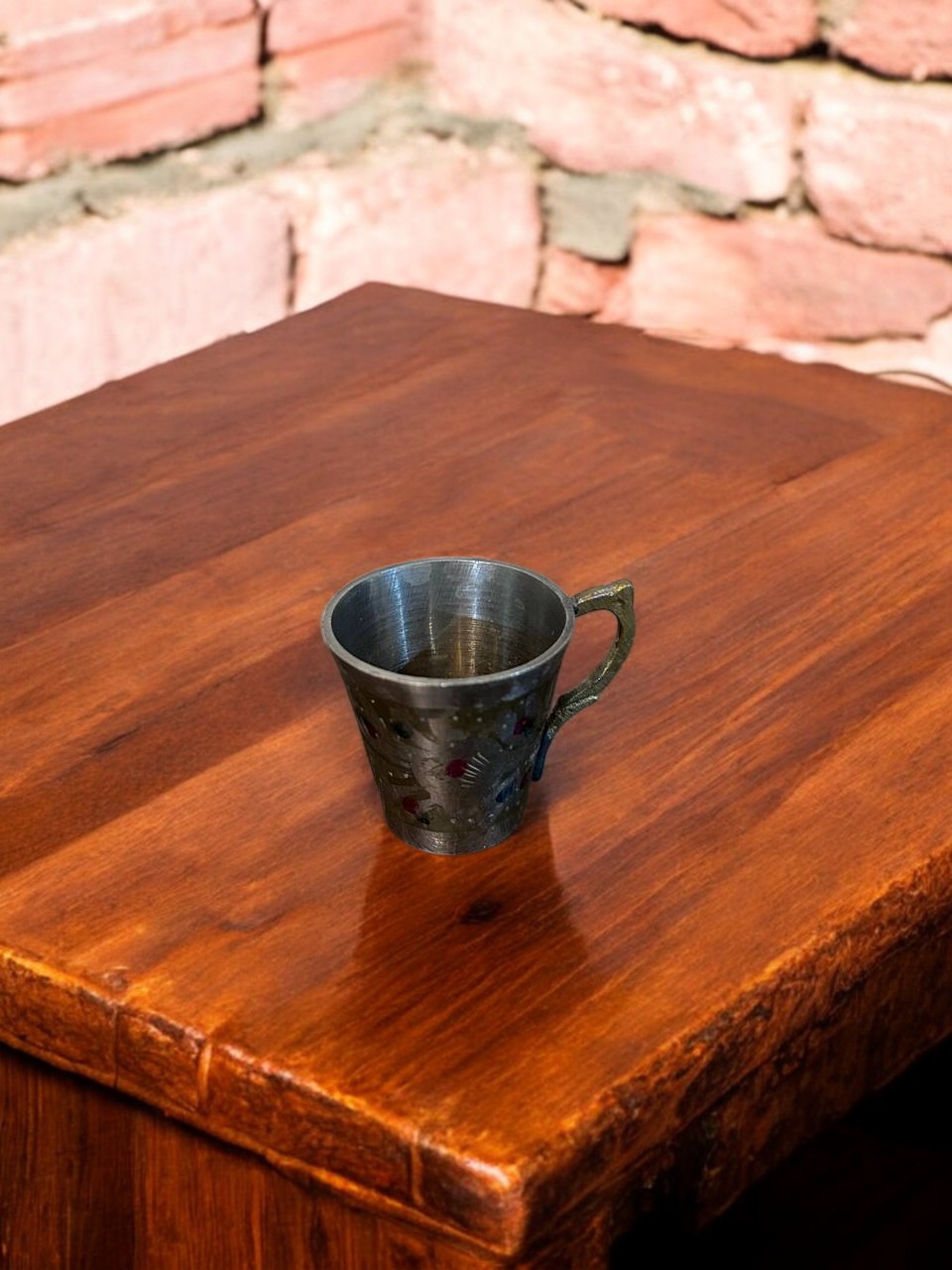Delikli Desenli Metal Fincan (Kulplu) | Otantik Tasarım