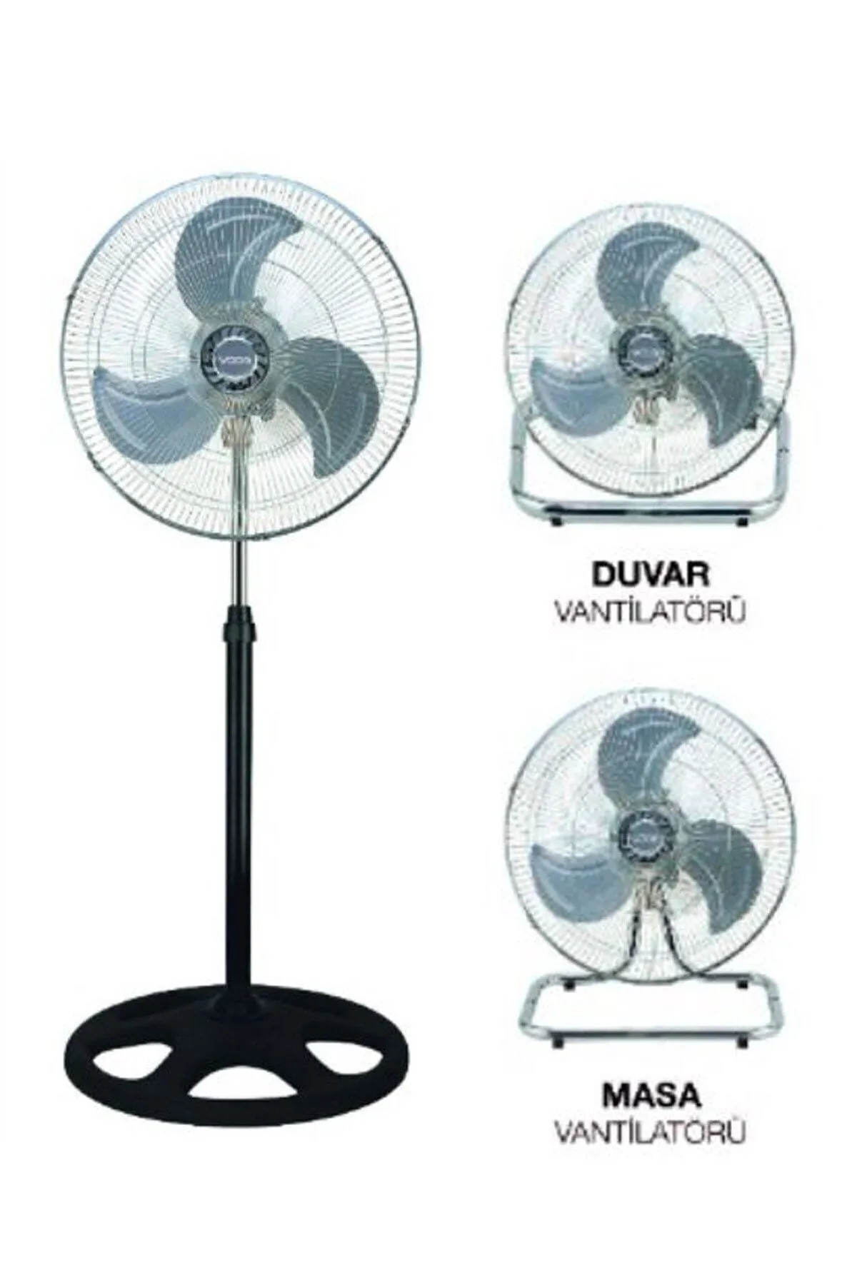 Voog Viento 18" 3'ü 1 Arada Sanayi Tipi Ayaklı Vantilatör - Güçlü ve Dayanıklı
